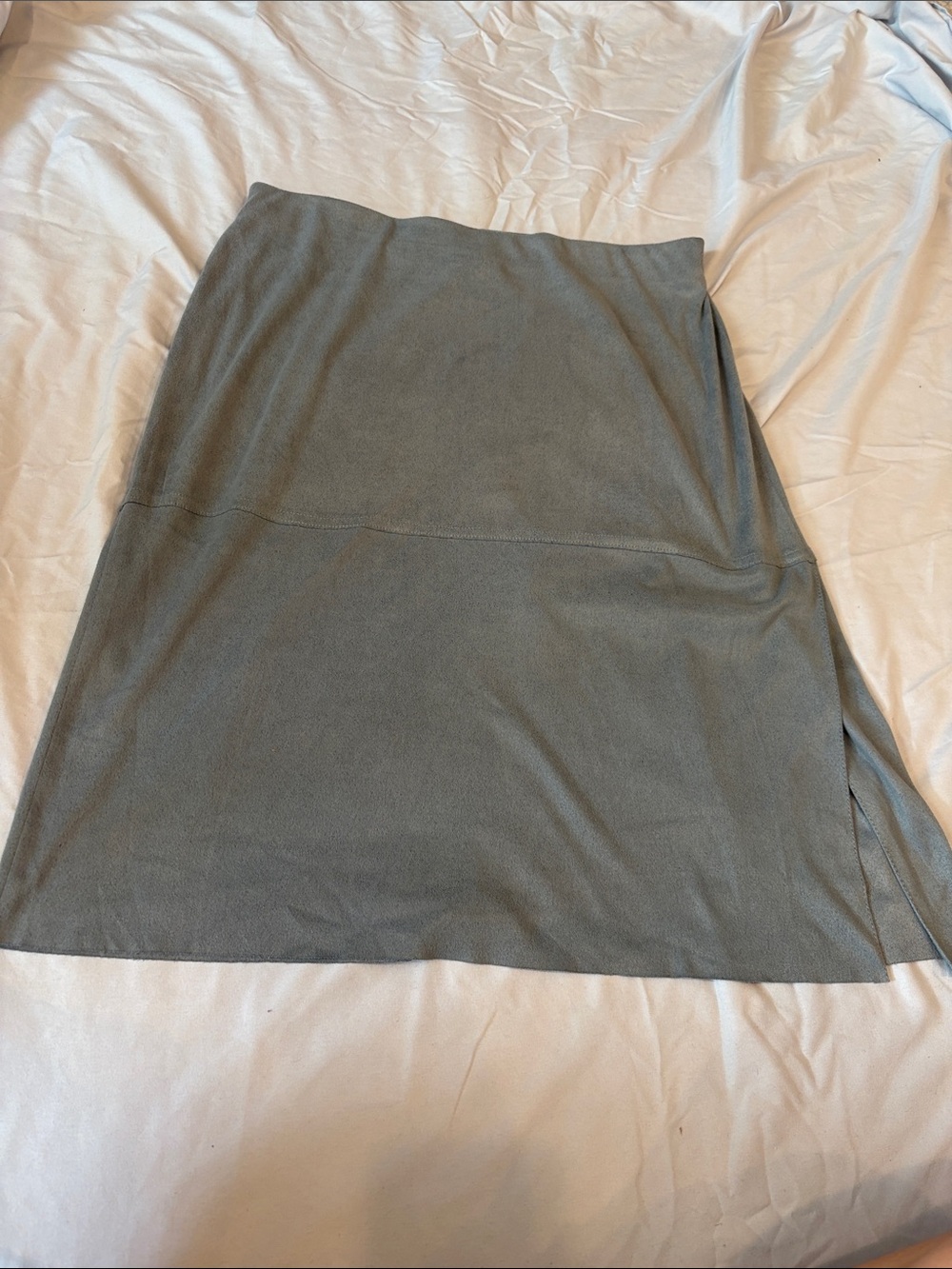 Vintage Gray Suede A-Line Skirt with Side Slit